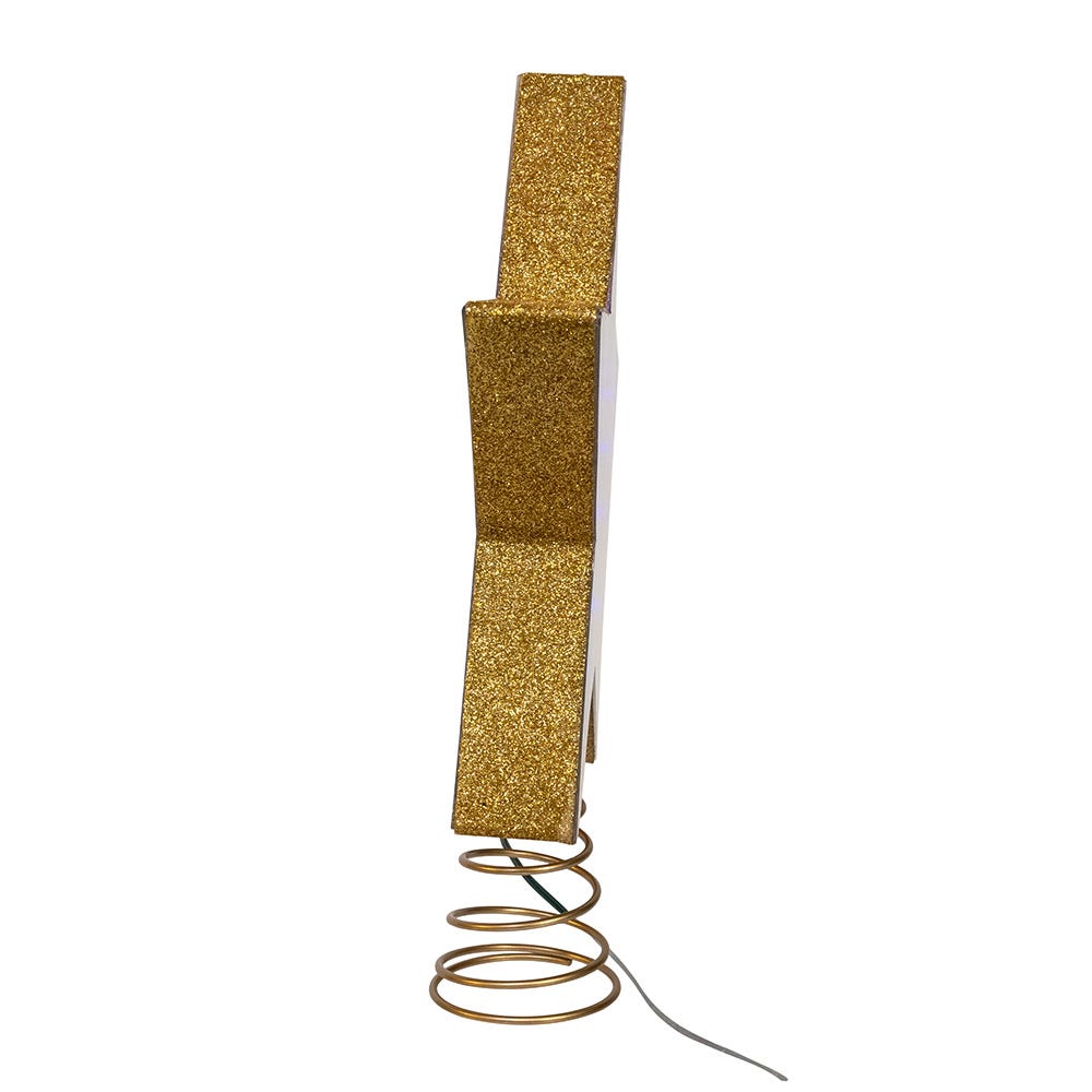 Kurt Adler 11.5-Inch UL 22-Light Multicolor Infinity Effect SMD LED Gold Glitter 5-Point Star Tree Topper
